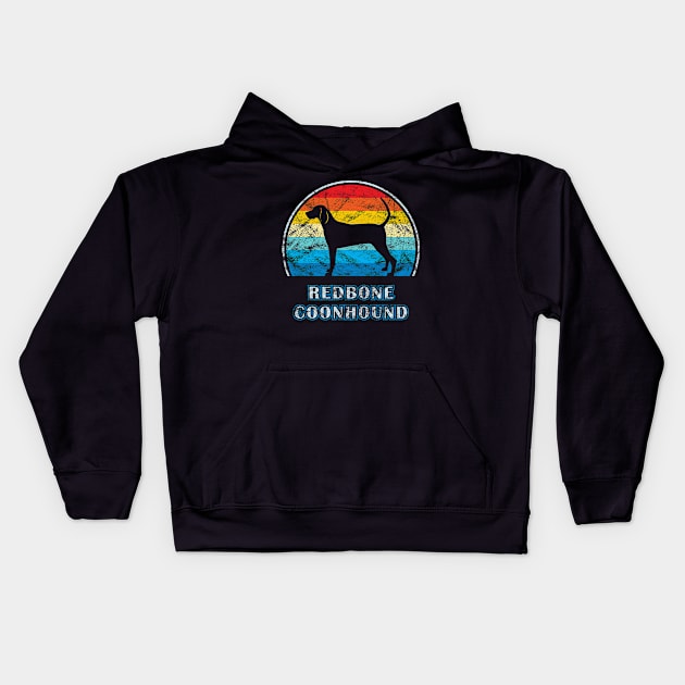 Redbone Coonhound Vintage Design Dog Kids Hoodie by millersye